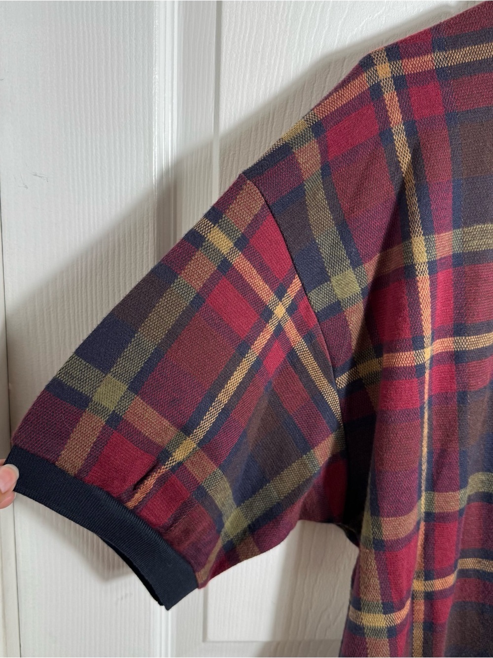 Vintage Nautica Plaid Polo Shirt Red Blue Men’s LG Cotton - Picture 5 of 5